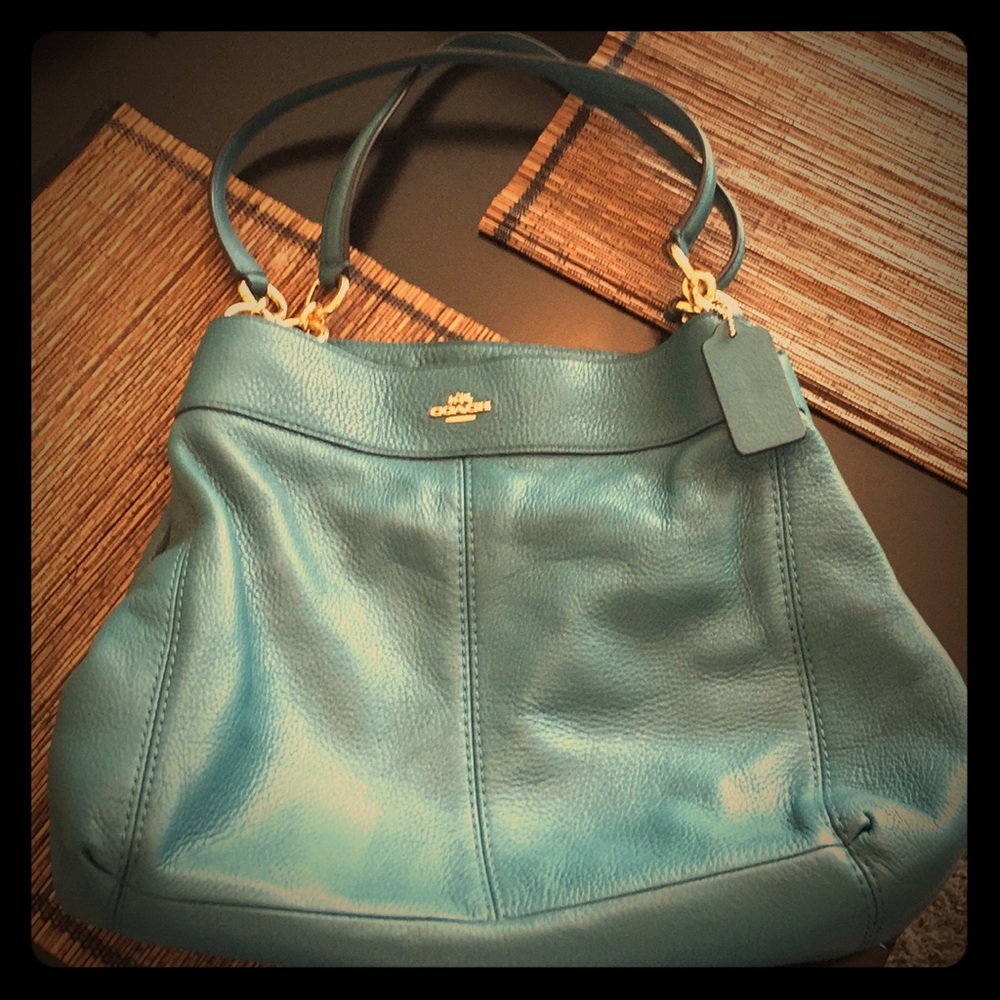 Authentic Teal Leather Coach hobo purse